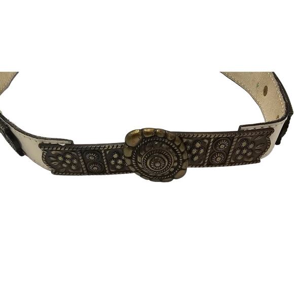 Avignon Leather Belt Womens Size Small Luxury Designer White Boho Western - Picture 11 of 11